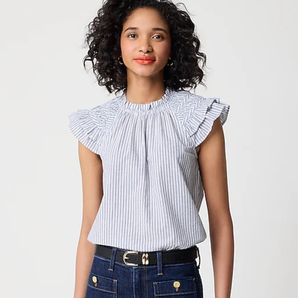 J. Crew Flutter Sleeve Cotton Top